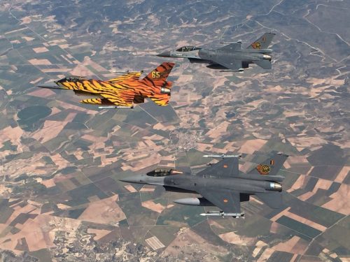 4 31 sqn F-16AMs over Spain during Nato Tigermeet 2016